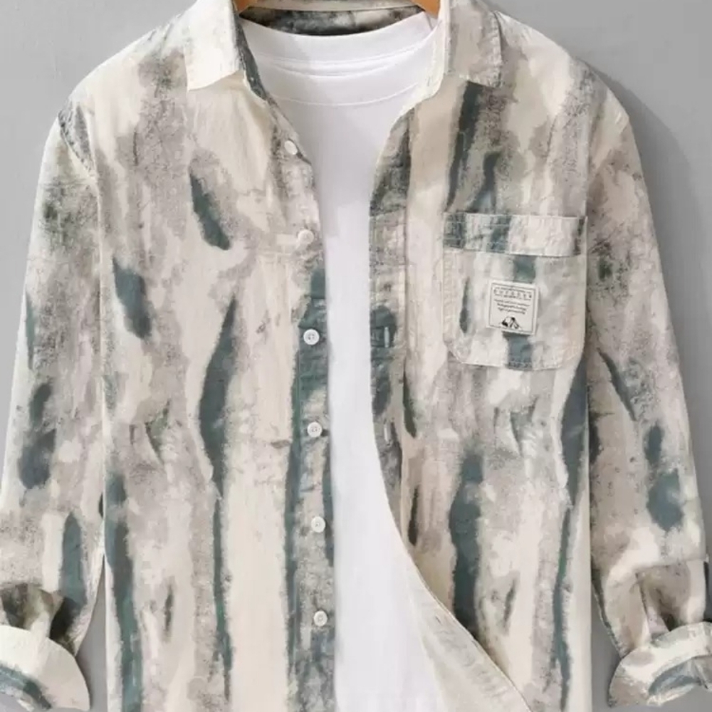 Abstract Tie Dye Print Long Sleeve Shirt